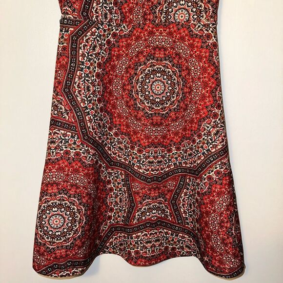 Abercrombie & Fitch Boho Mandala Dress Red Black White Size Small EUC - Picture 2 of 12